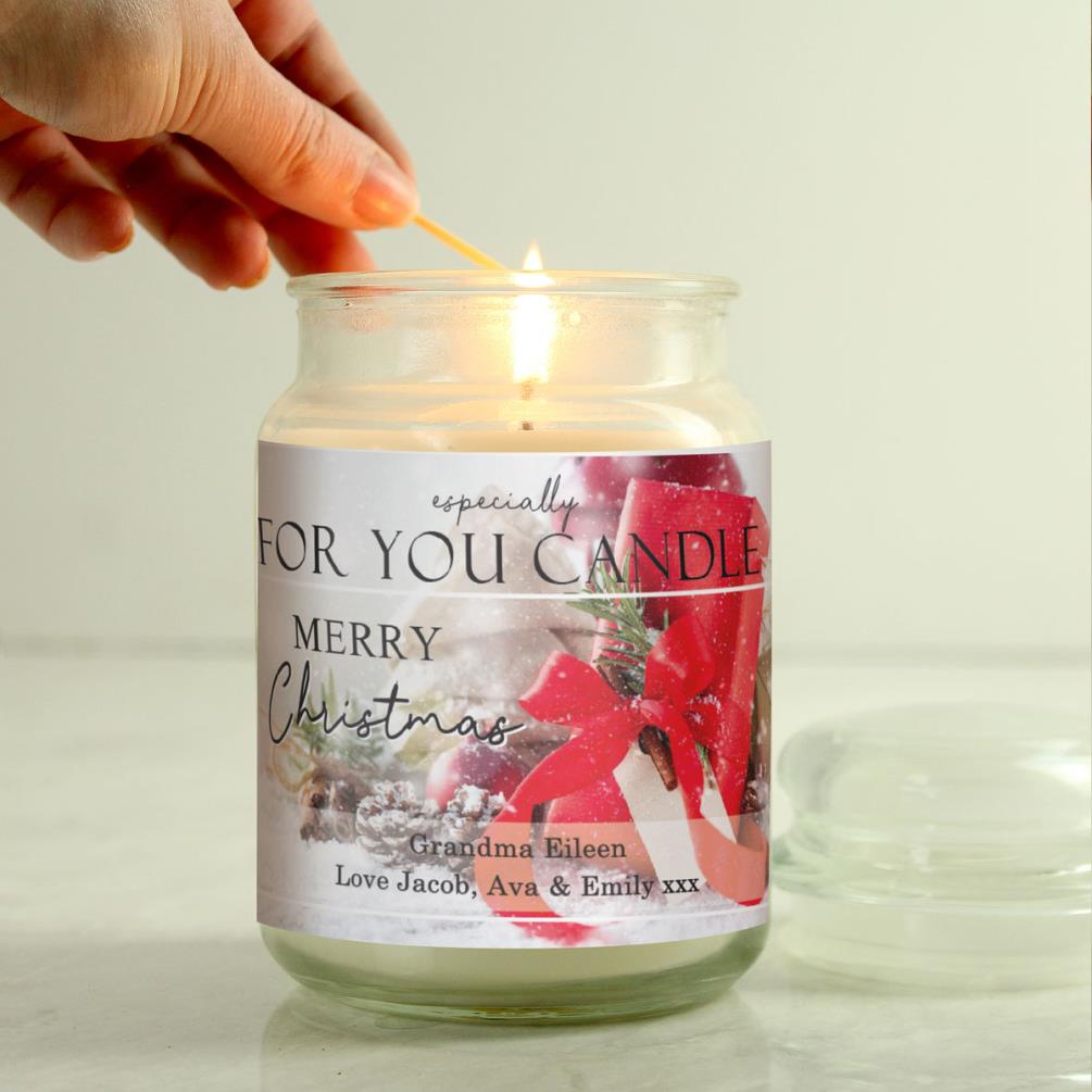 Personalised Merry Christmas Large Scented Jar Candle Extra Image 2